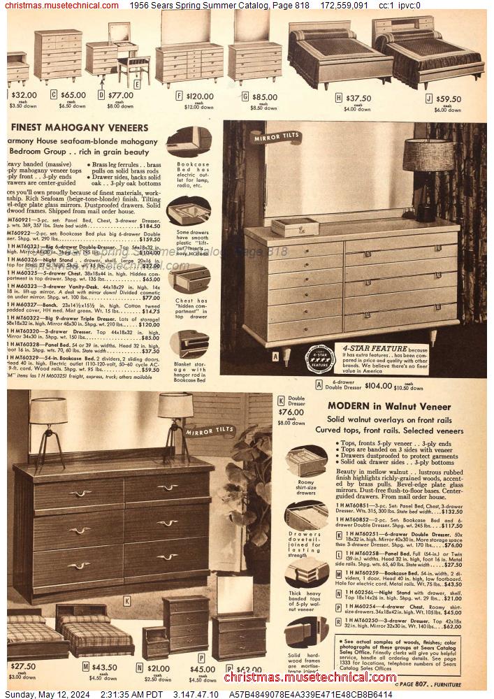 1956 Sears Spring Summer Catalog, Page 818