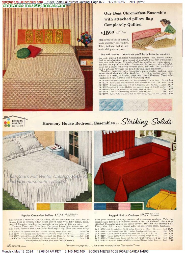 1959 Sears Fall Winter Catalog, Page 872