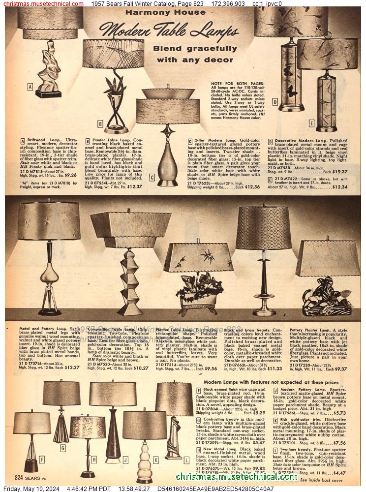 1957 Sears Fall Winter Catalog, Page 823