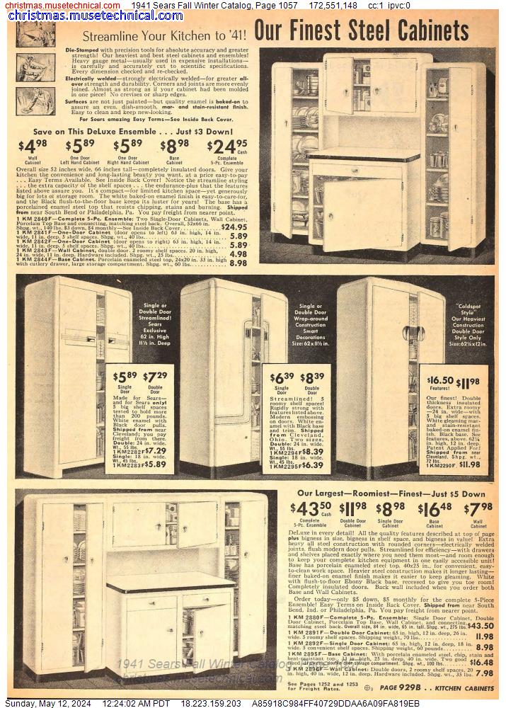 1941 Sears Fall Winter Catalog, Page 1057