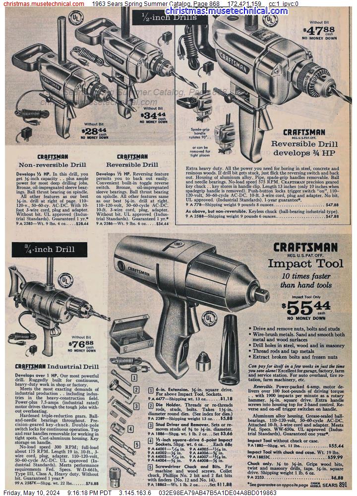 1963 Sears Spring Summer Catalog, Page 868