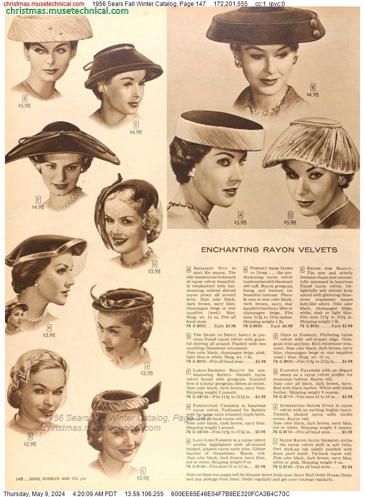 1956 Sears Fall Winter Catalog, Page 147