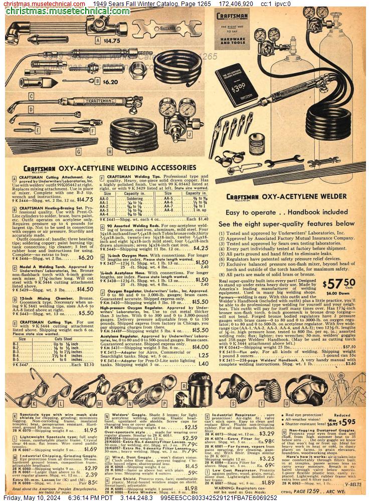 1949 Sears Fall Winter Catalog, Page 1265