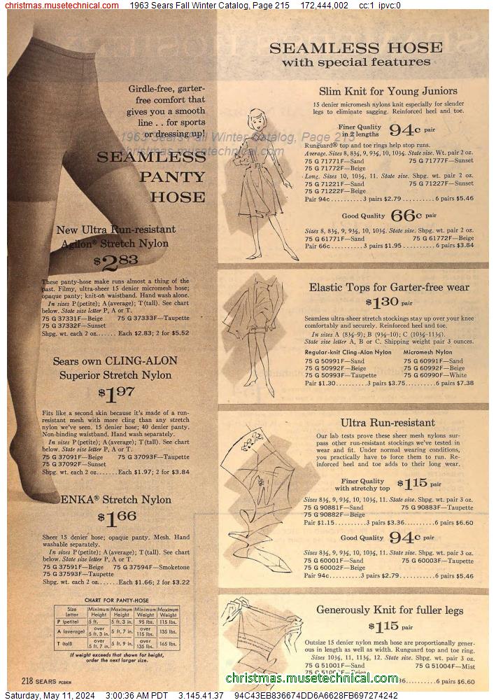 1963 Sears Fall Winter Catalog, Page 215