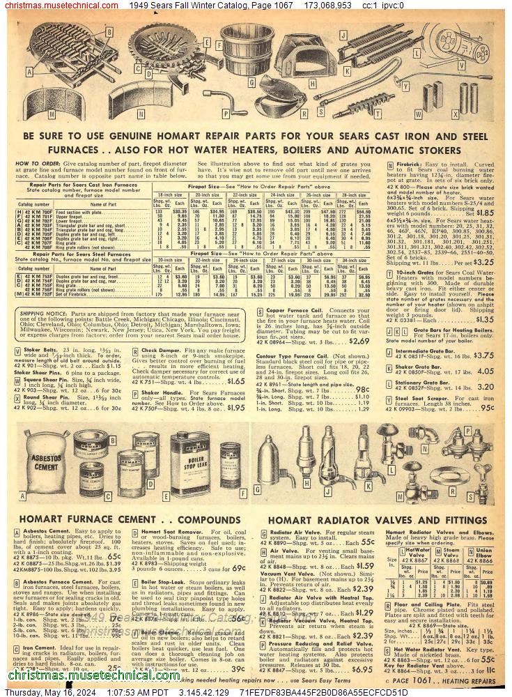 1949 Sears Fall Winter Catalog, Page 1067