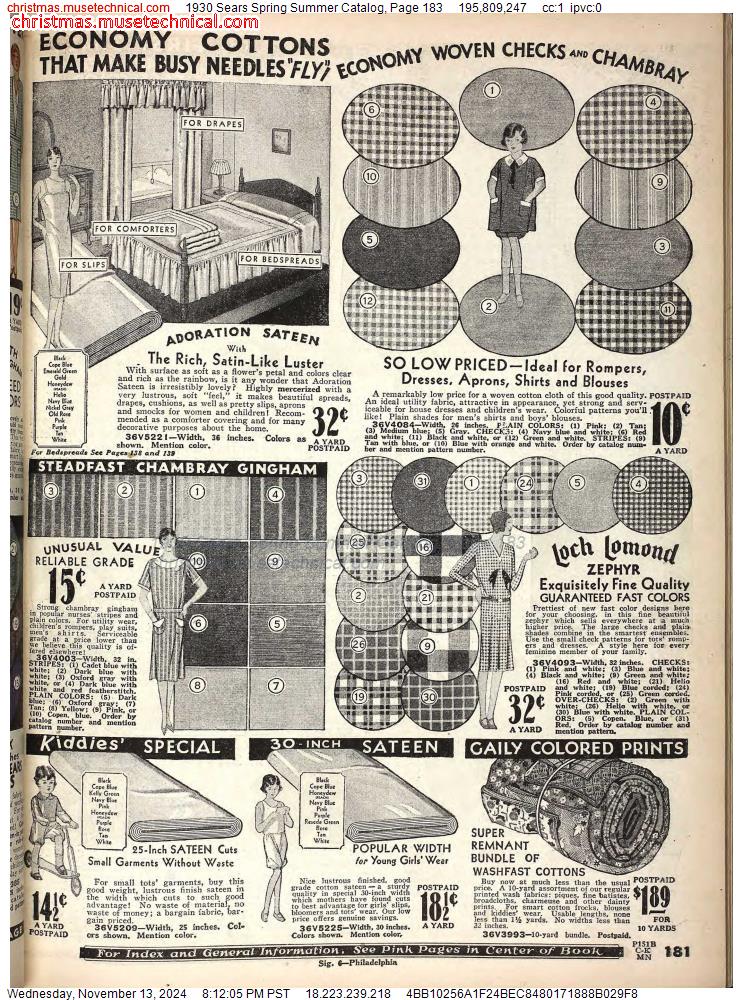 1930 Sears Spring Summer Catalog, Page 183