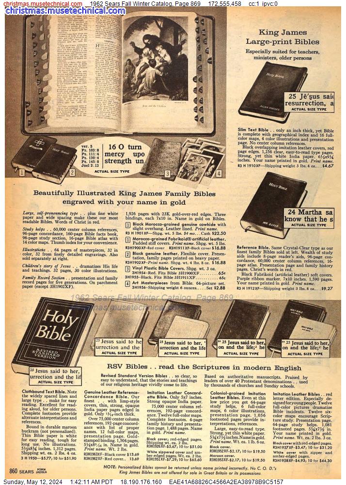 1962 Sears Fall Winter Catalog, Page 869