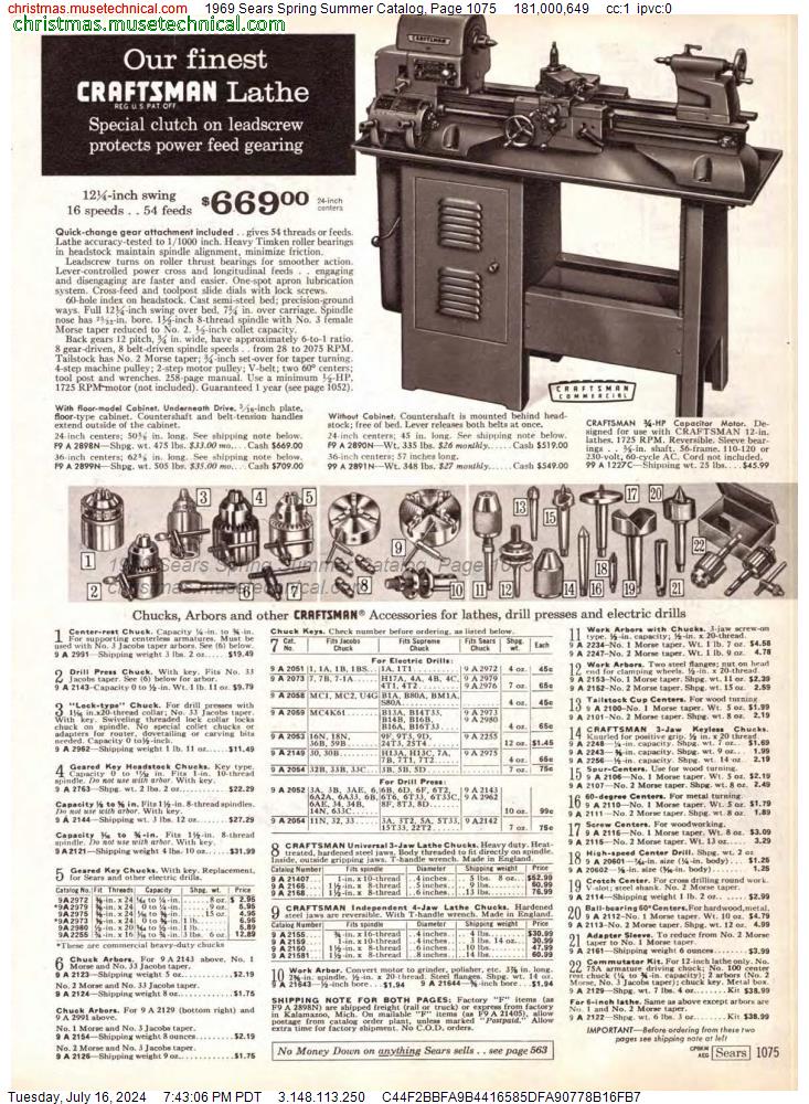1969 Sears Spring Summer Catalog, Page 1075