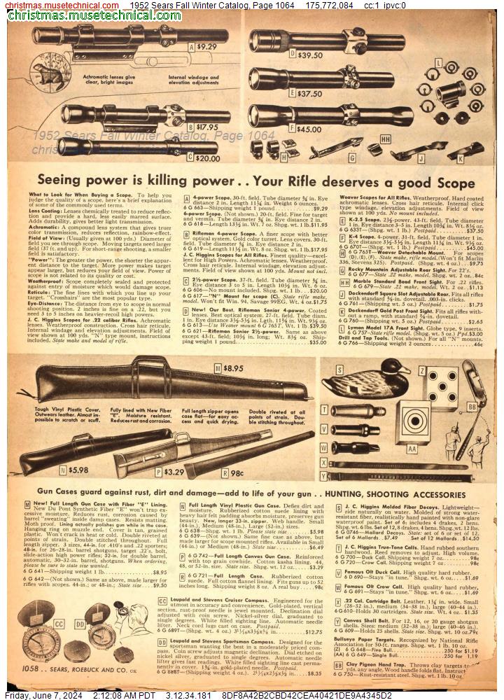 1952 Sears Fall Winter Catalog, Page 1064