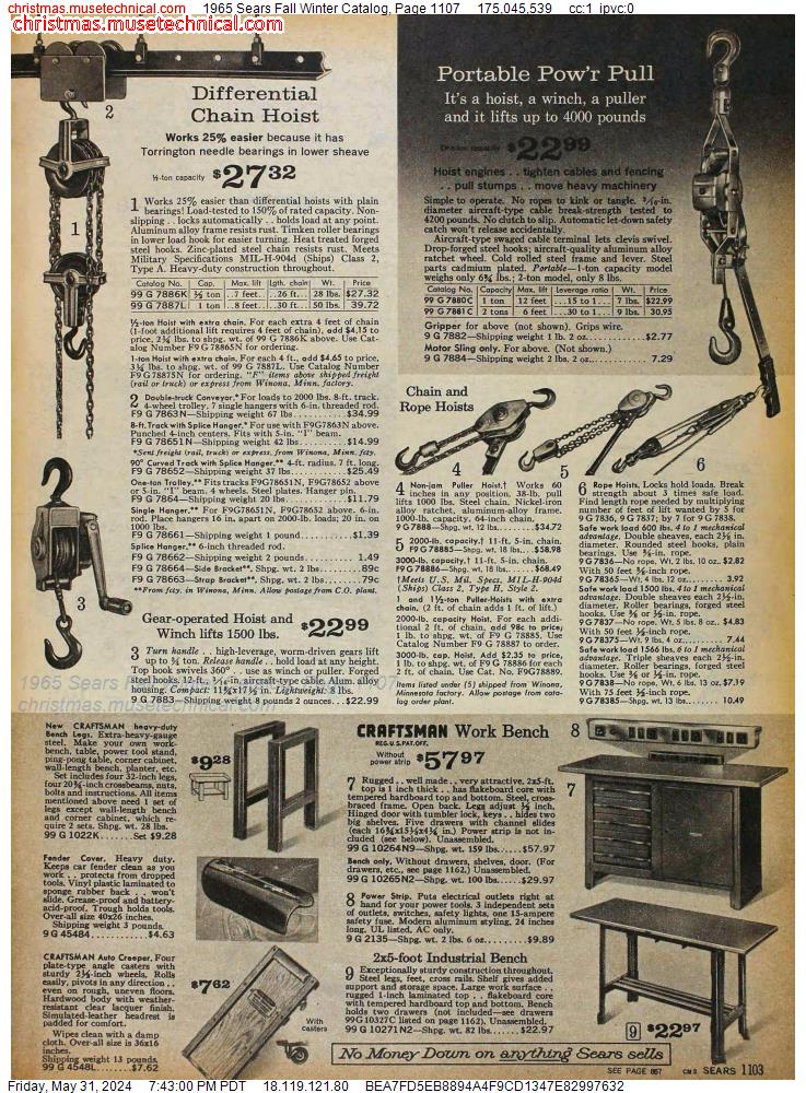 1965 Sears Fall Winter Catalog, Page 1107
