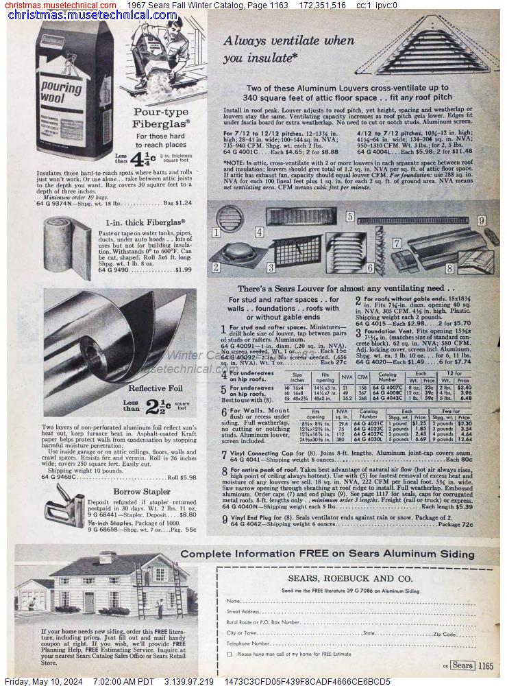 1967 Sears Fall Winter Catalog, Page 1163