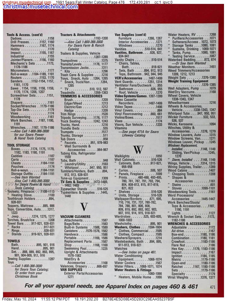 1991 Sears Fall Winter Catalog, Page 476
