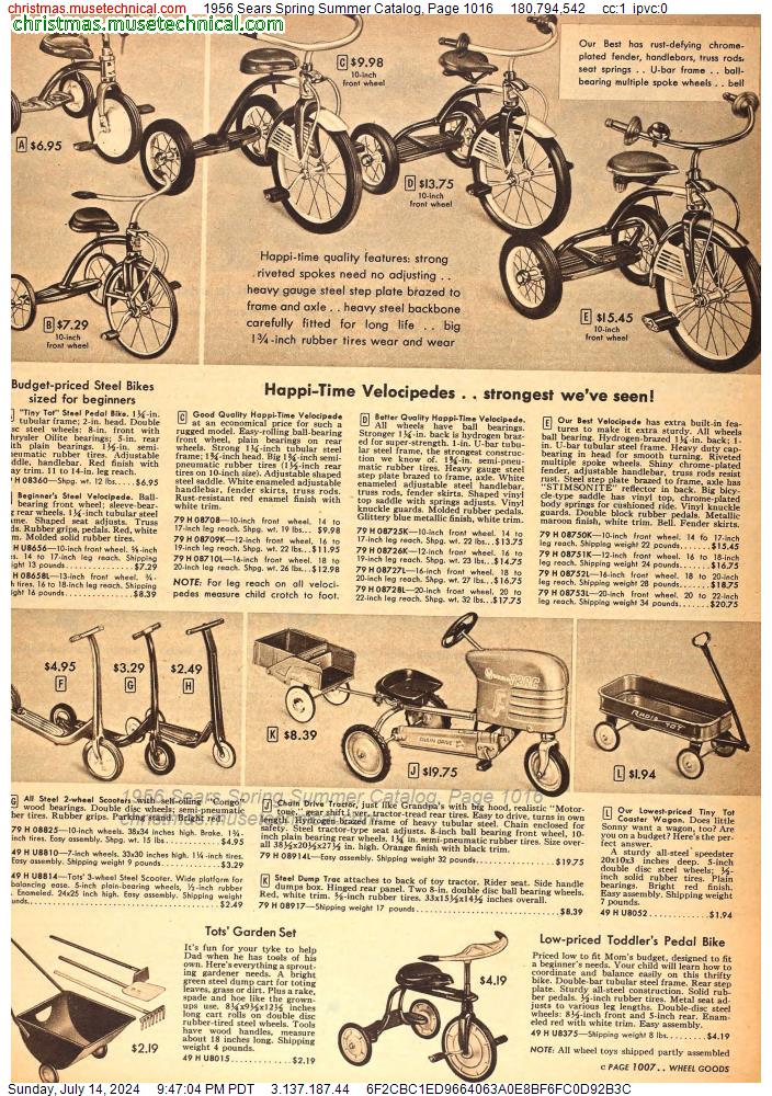 1956 Sears Spring Summer Catalog, Page 1016