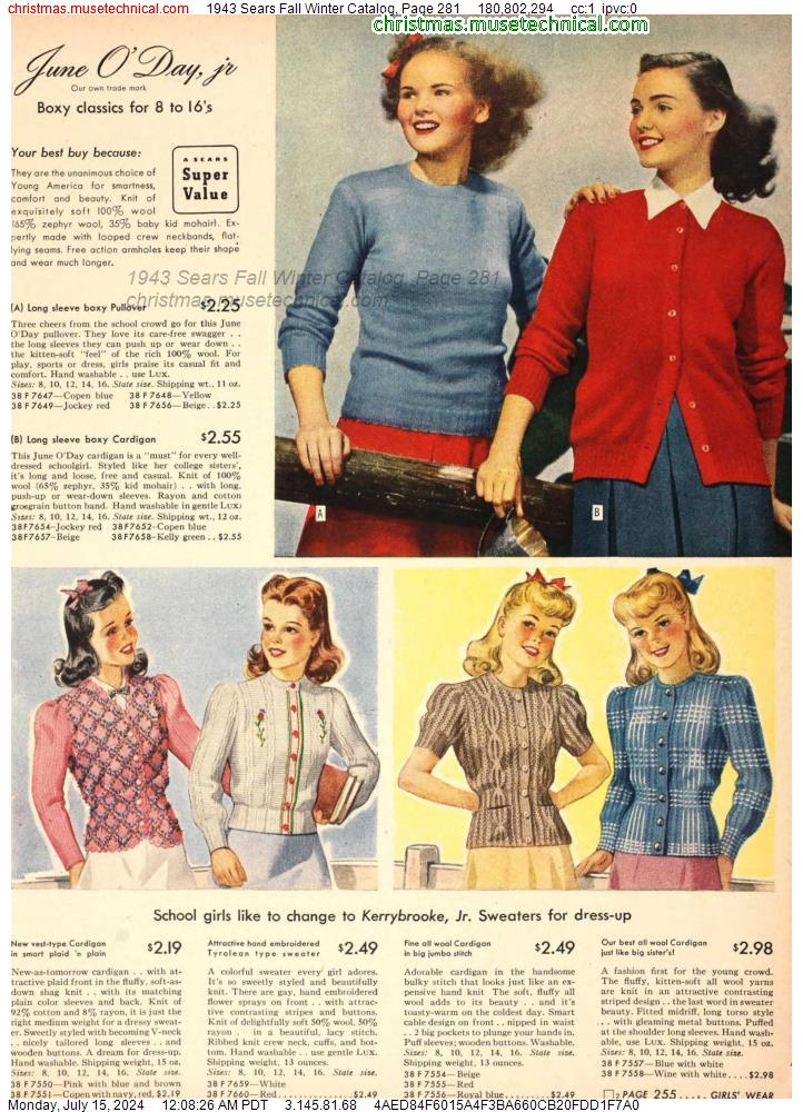 1943 Sears Fall Winter Catalog, Page 281