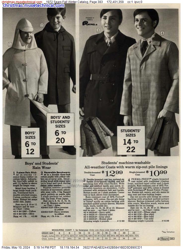 1972 Sears Fall Winter Catalog, Page 383
