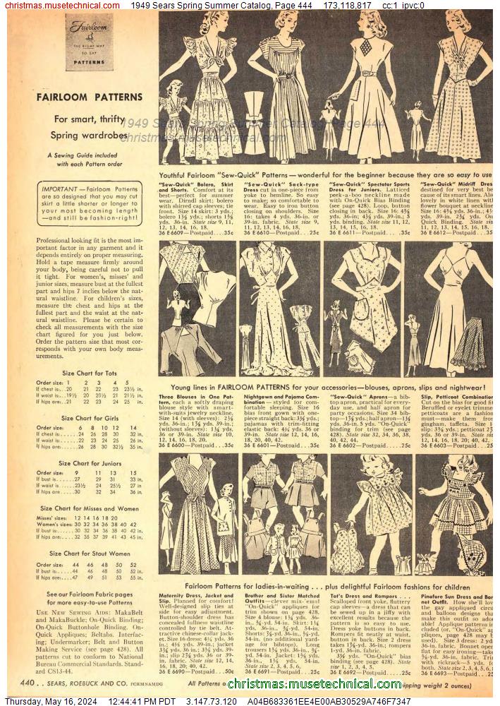 1949 Sears Spring Summer Catalog, Page 444