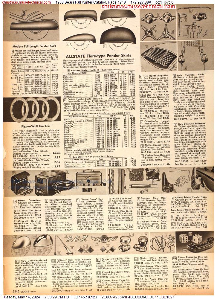 1958 Sears Fall Winter Catalog, Page 1248