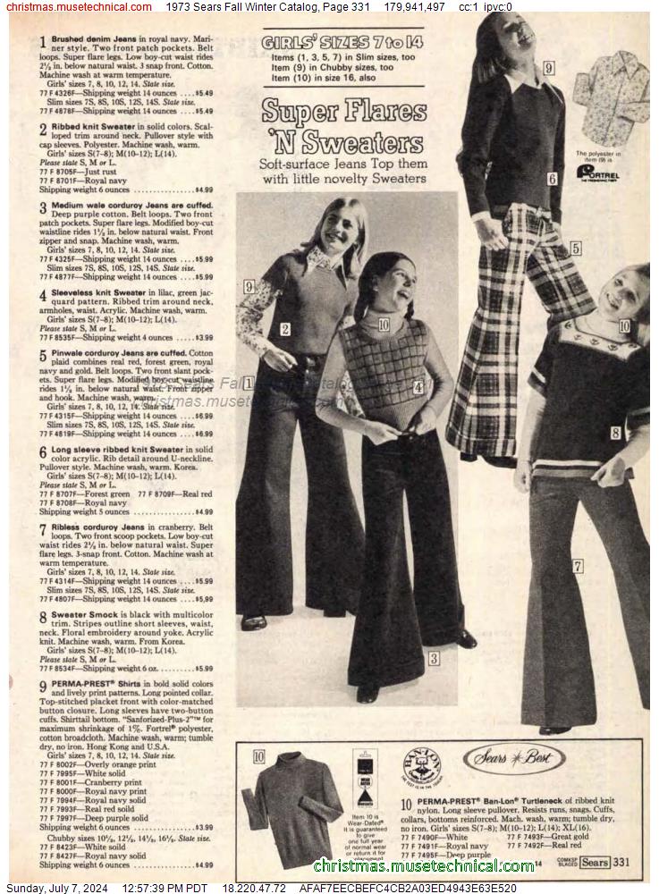1973 Sears Fall Winter Catalog, Page 331