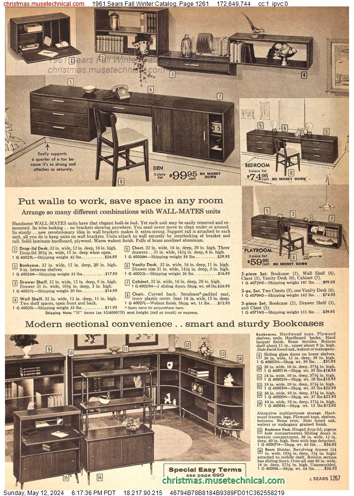 1961 Sears Fall Winter Catalog, Page 1261