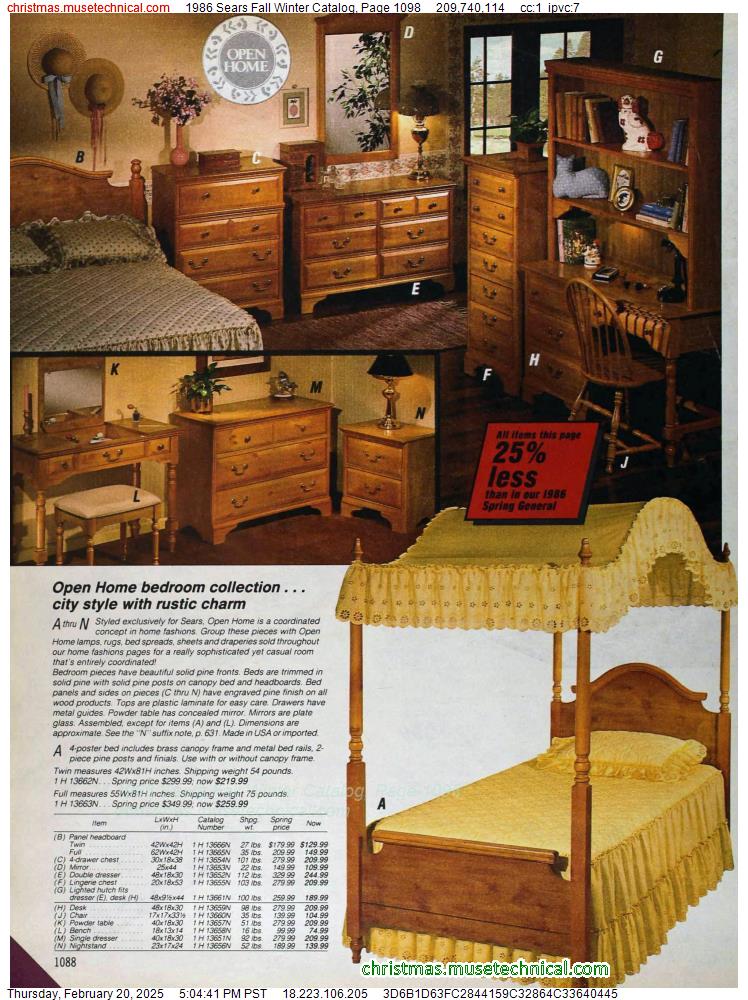 1986 Sears Fall Winter Catalog, Page 1098