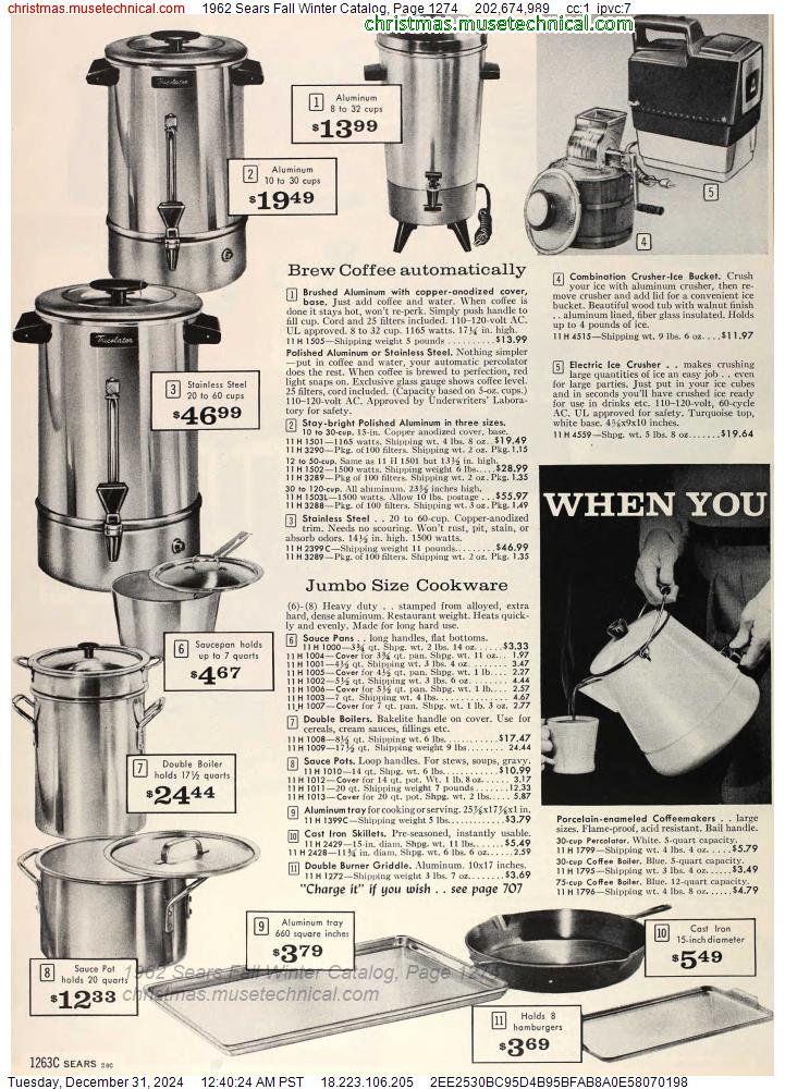 1962 Sears Fall Winter Catalog, Page 1274