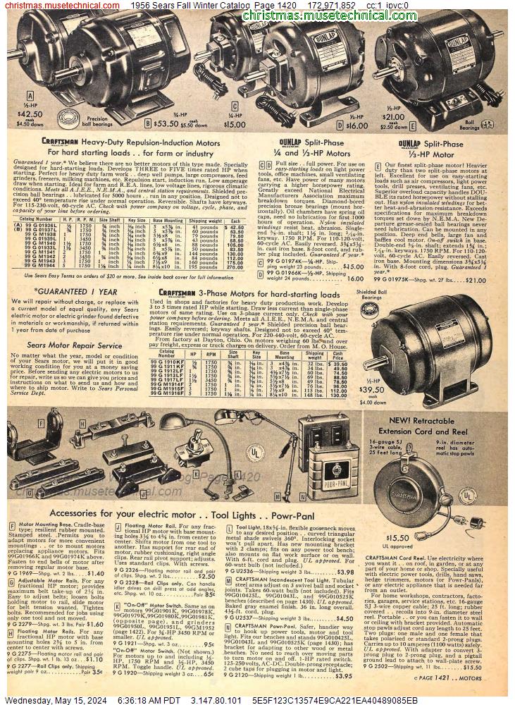 1956 Sears Fall Winter Catalog, Page 1420