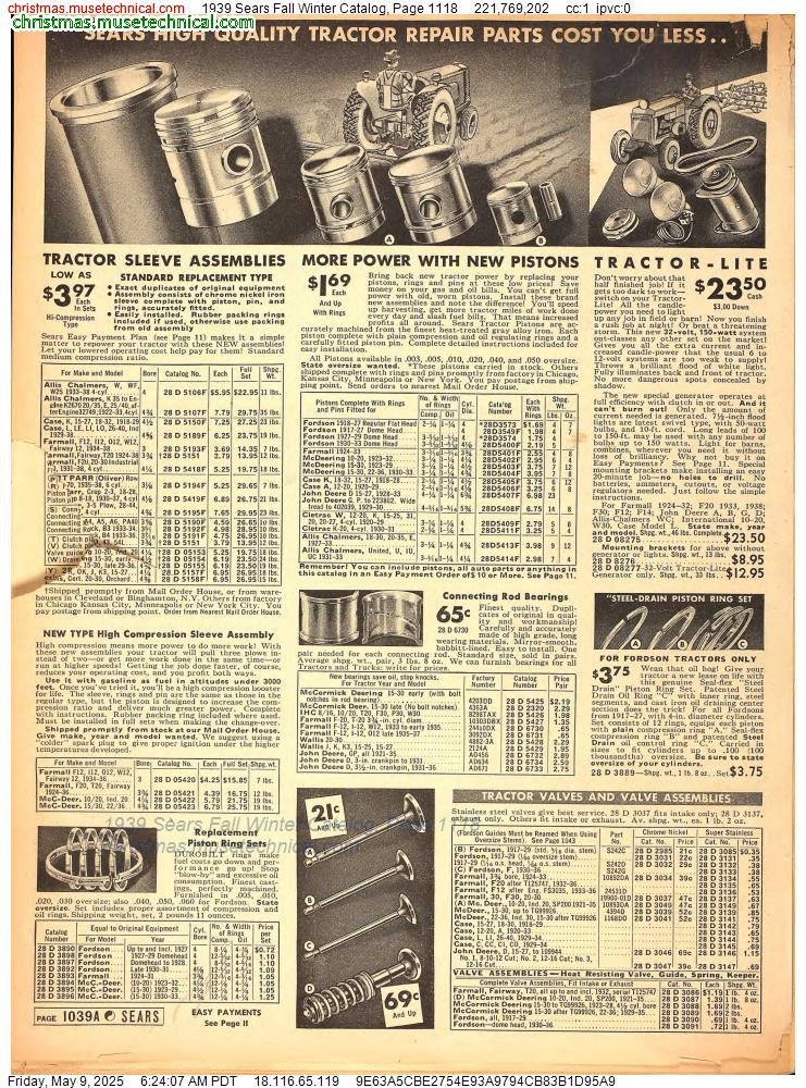 1939 Sears Fall Winter Catalog, Page 1118