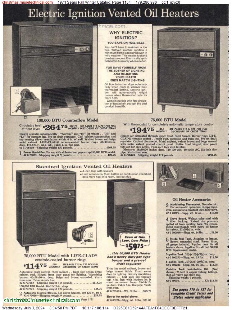 1971 Sears Fall Winter Catalog, Page 1154