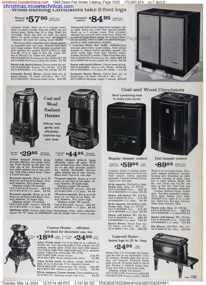 1966 Sears Fall Winter Catalog, Page 1205
