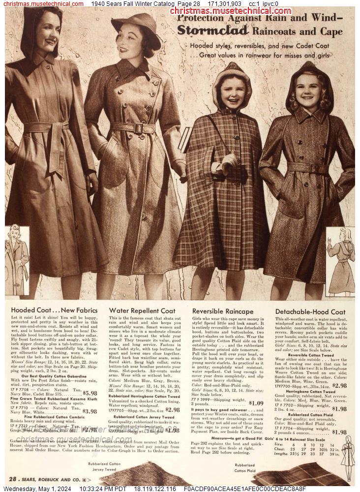 1940 Sears Fall Winter Catalog, Page 28