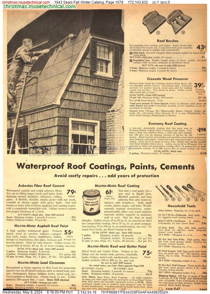 1943 Sears Fall Winter Catalog, Page 1078