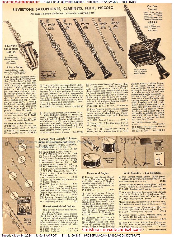 1956 Sears Fall Winter Catalog, Page 997