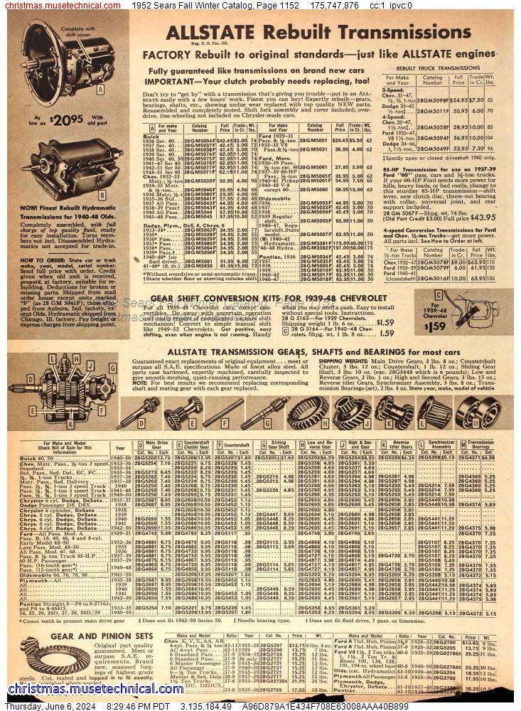 1952 Sears Fall Winter Catalog, Page 1152