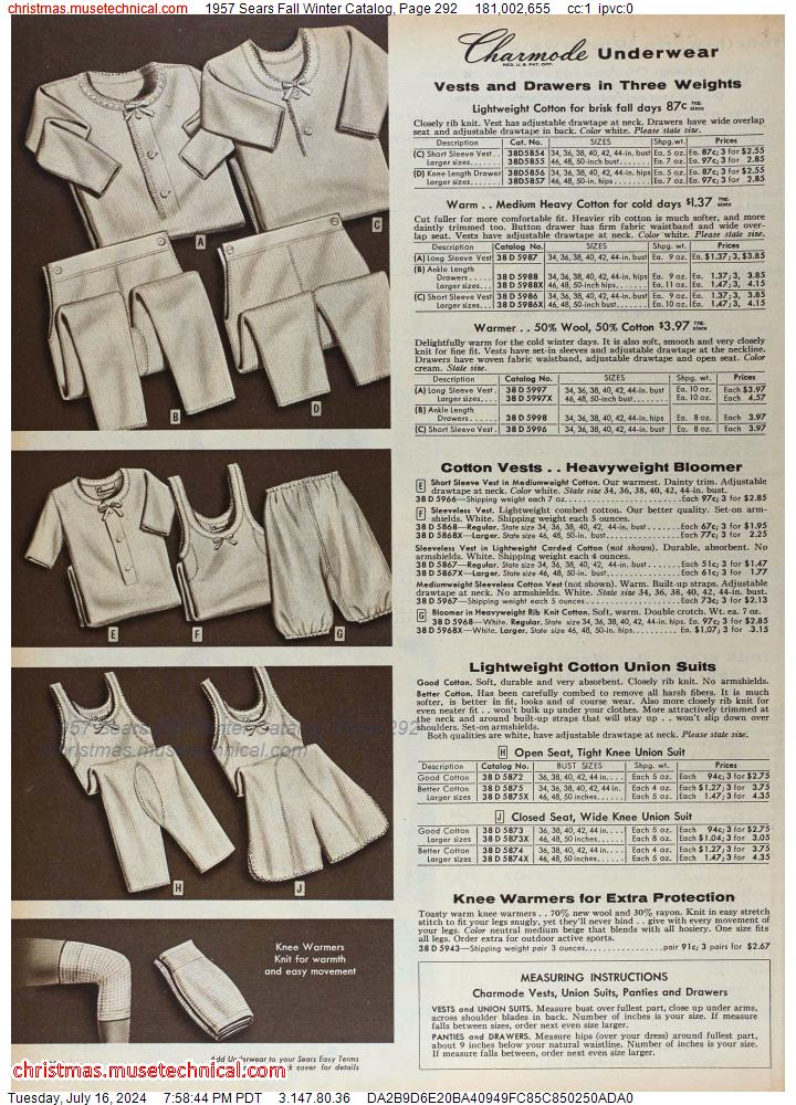 1957 Sears Fall Winter Catalog, Page 292