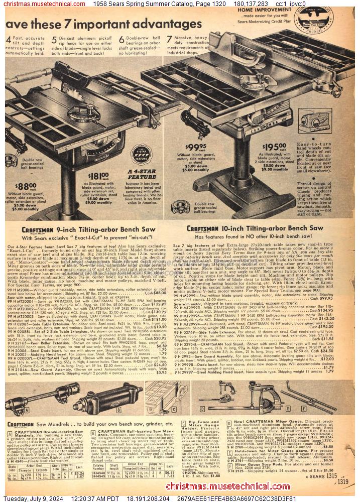 1958 Sears Spring Summer Catalog, Page 1320