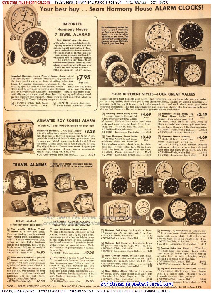 1952 Sears Fall Winter Catalog, Page 984