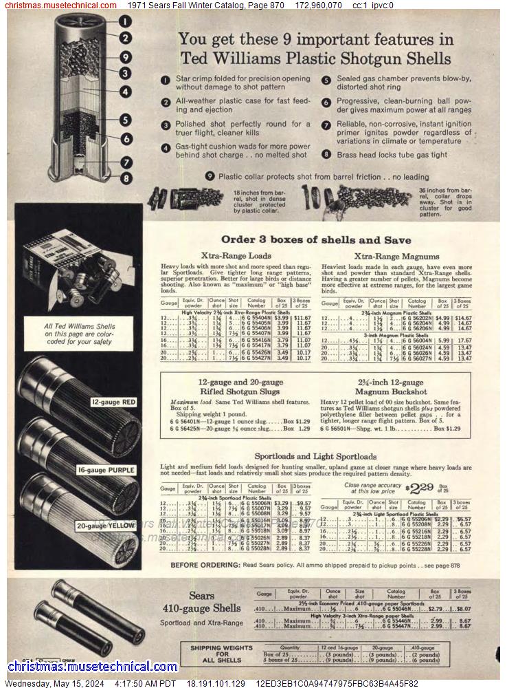 1971 Sears Fall Winter Catalog, Page 870