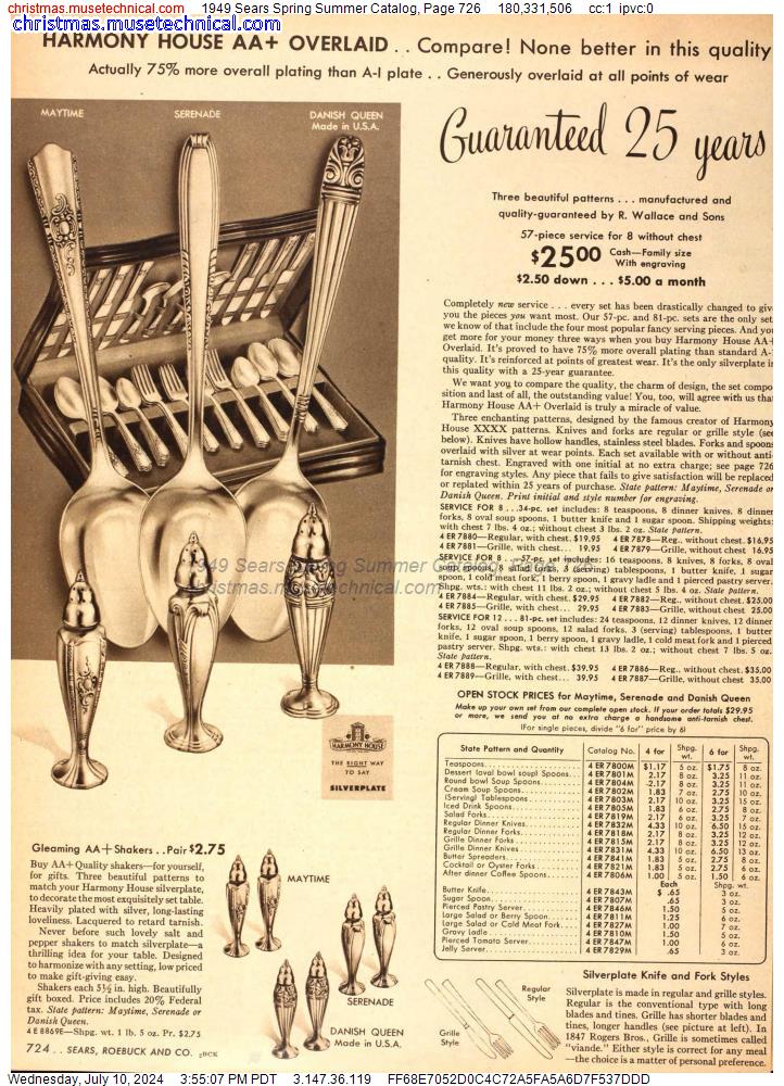 1949 Sears Spring Summer Catalog, Page 726