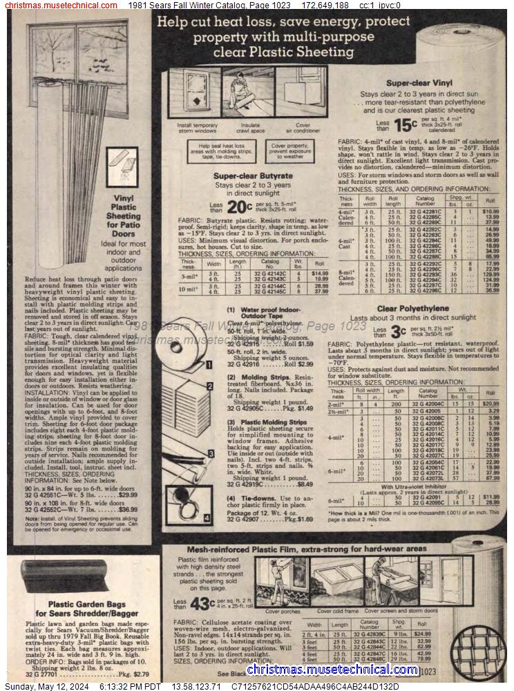 1981 Sears Fall Winter Catalog, Page 1023