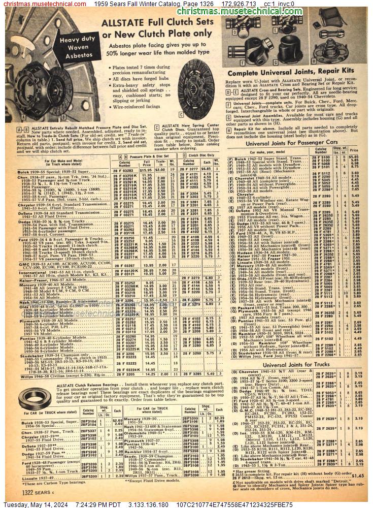 1959 Sears Fall Winter Catalog, Page 1326