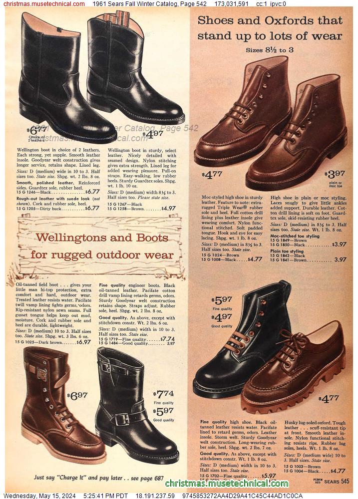 1961 Sears Fall Winter Catalog, Page 542