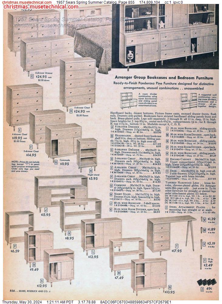 1957 Sears Spring Summer Catalog, Page 855