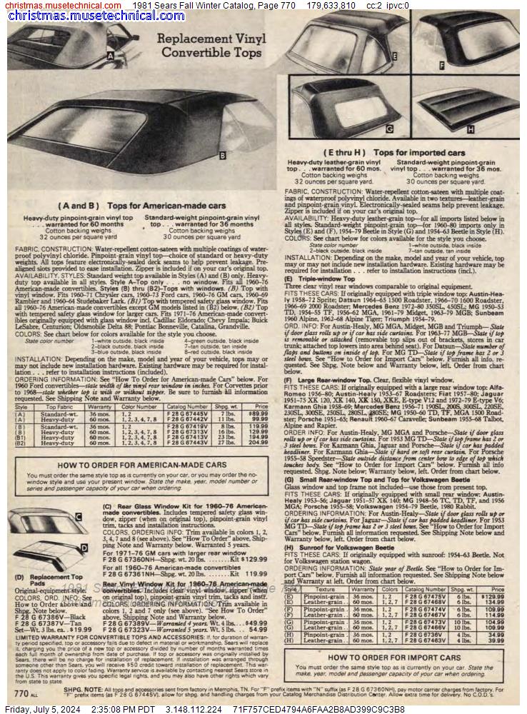 1981 Sears Fall Winter Catalog, Page 770