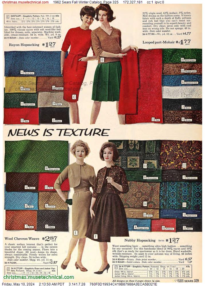 1962 Sears Fall Winter Catalog, Page 325