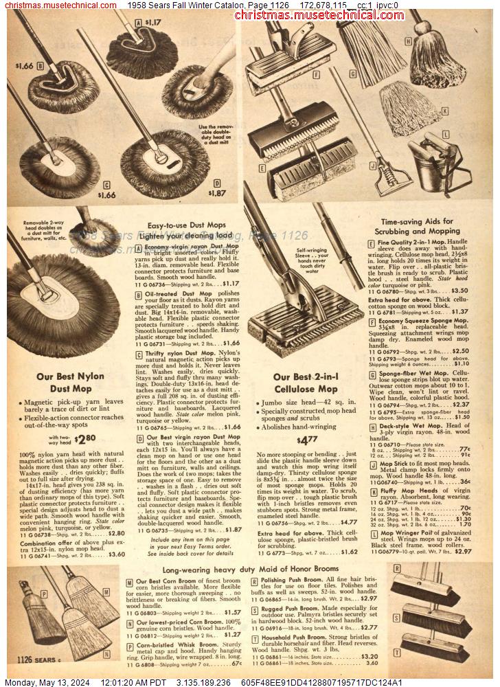 1958 Sears Fall Winter Catalog, Page 1126