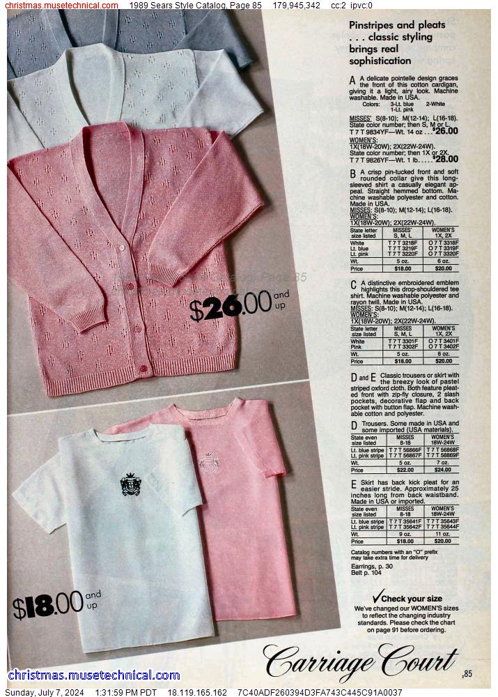 1989 Sears Style Catalog, Page 85