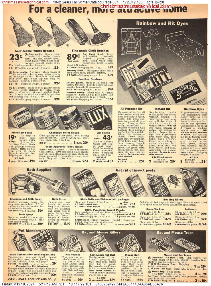 1942 Sears Fall Winter Catalog, Page 881