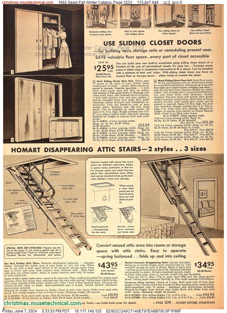 1952 Sears Fall Winter Catalog, Page 1233