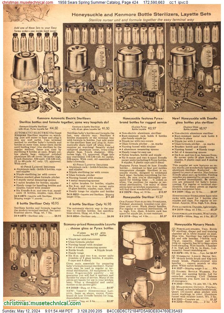 1958 Sears Spring Summer Catalog, Page 424