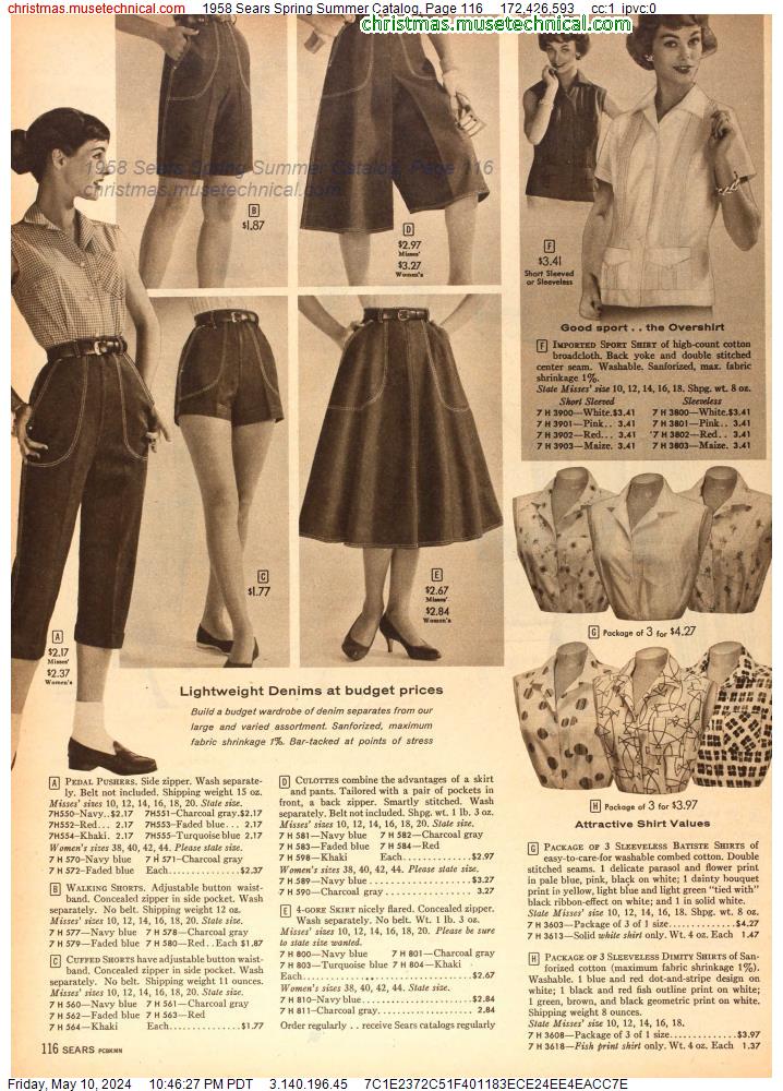 1958 Sears Spring Summer Catalog, Page 116